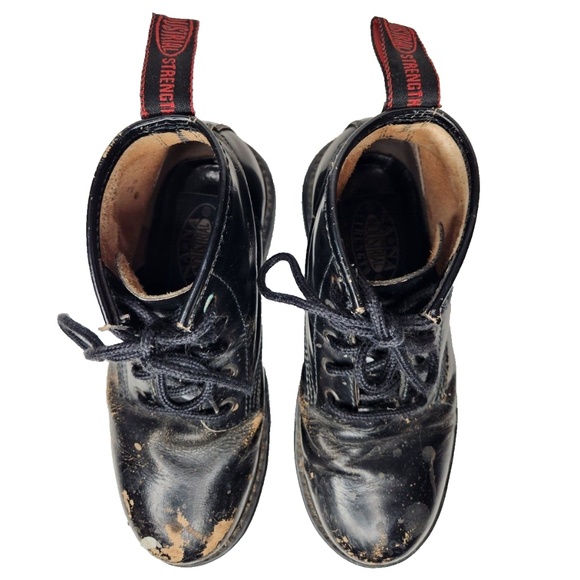 Vintage NaNa Industrial Black Leather Lace Up Boot Steel Toe Distressed RARE 6 - Picture 7 of 16